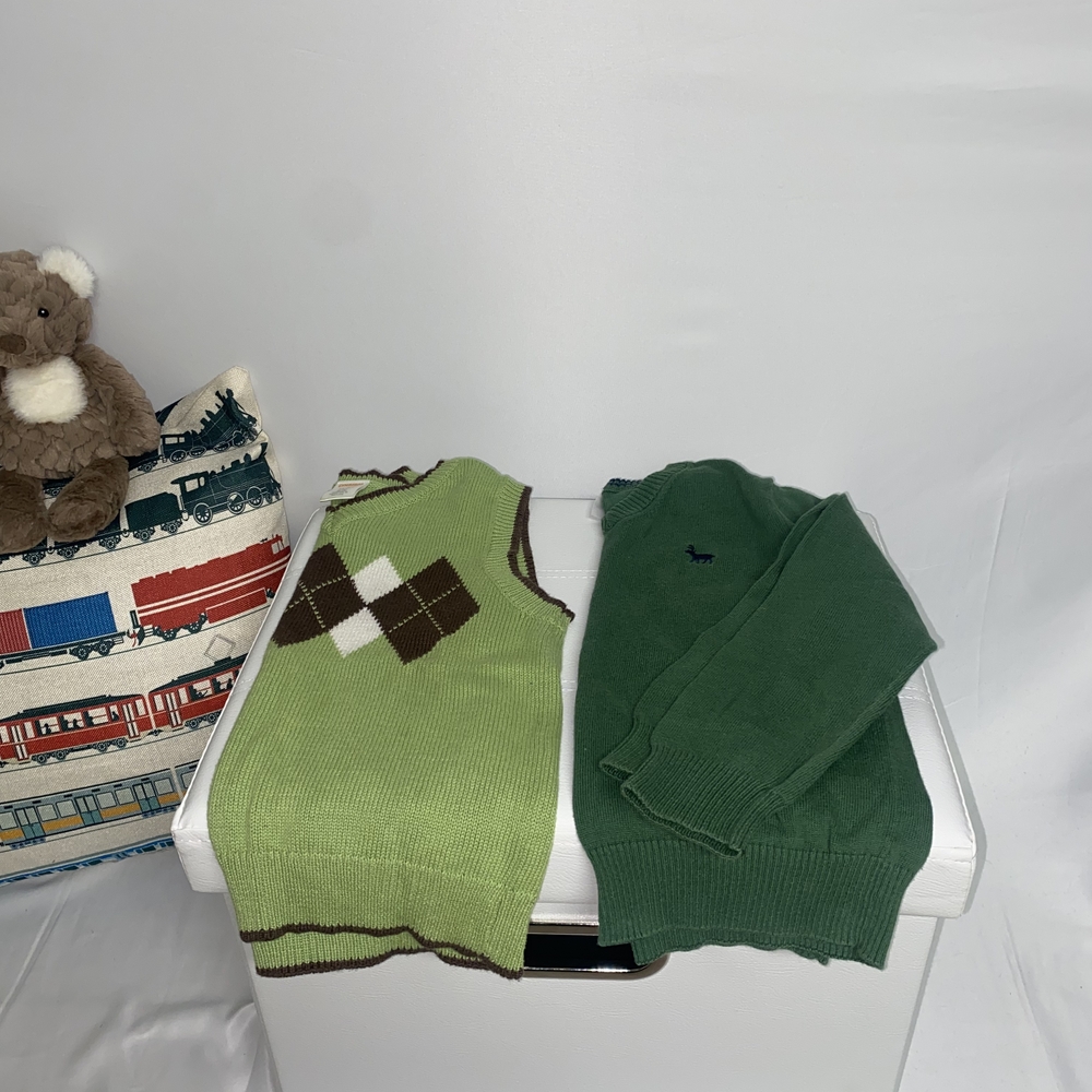 Carter's Green Argyle Sweater Set